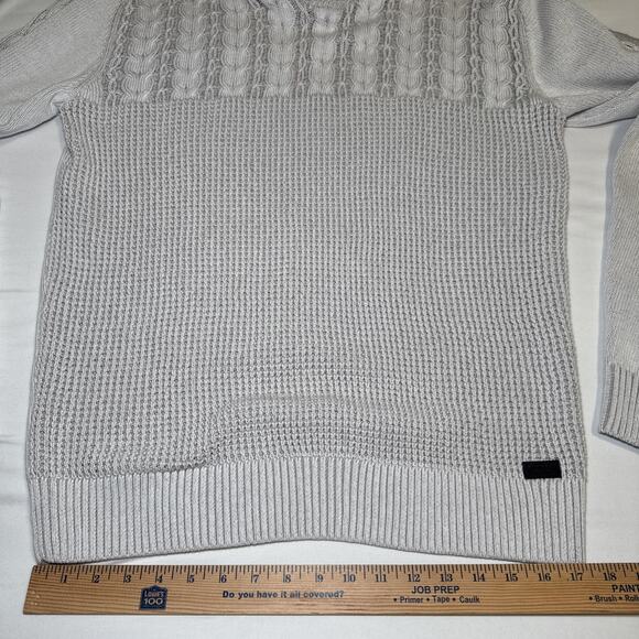 Outpost Makers Cable Knit Sweater Mens L The Buckle Shawl Collar Gray White NWT - Picture 7 of 15
